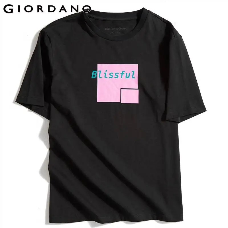 Женская футболка Giordano женская из хлопка и спандекса с принтом женские свободные