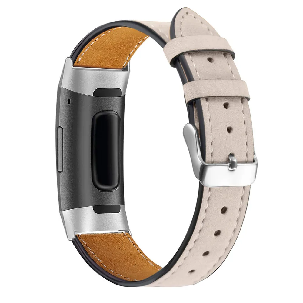 Ремешок для часов из натуральной кожи сменный Браслет умных Fitbit Charge 3