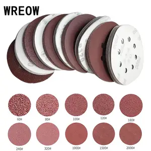 Наждачная бумага коврик с 8 отверстиями 10pcs125 мм, шлифовальные диски, абразивные шлифовальные диски с липучкой для случайных орбитальных Полировочная машинка для стекла