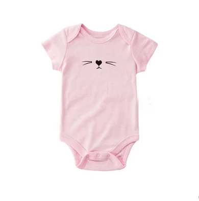 

DERMSPE Summer New Casual Newborn Baby Boys Girl Short Sleeve Letter Print Cute Cartoon Cotton Romper Outfit Baby Clothes Pink