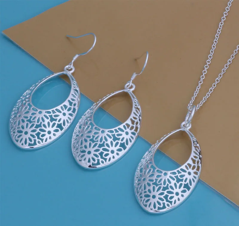Серебряные женские серьги ожерелья ювелирные наборы Свадебные Ювелирные Наборы