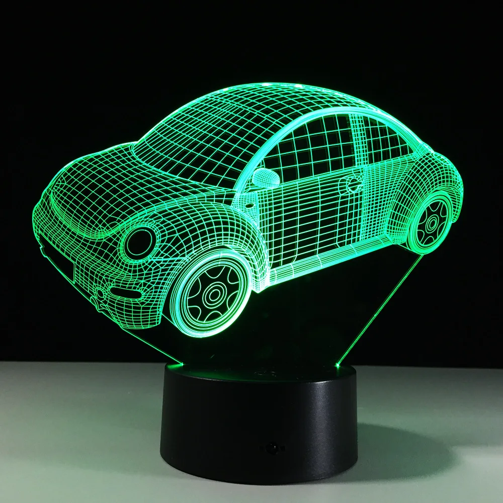 7 цветов визуальная лампа для моделирования автомобиля 3D светодиодный ночник