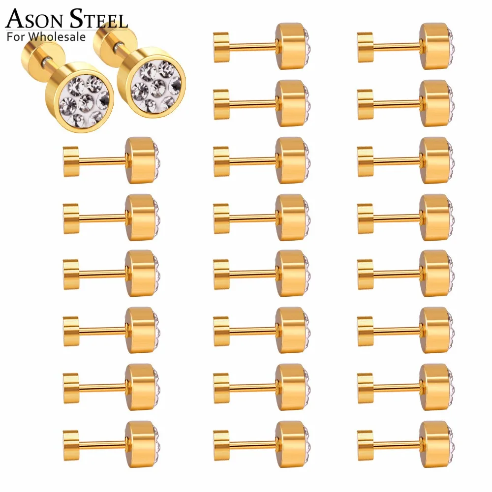 

ASONSTEEL 6mm Fashion Korean Hip Hop Piercing Stud Earrings for Men Women Punk Stainless Steel Circle Round Earrings