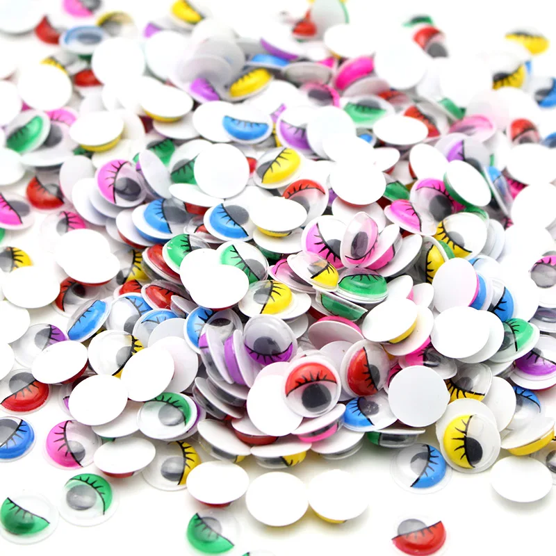 100pcs/lot 6 7 8mm Toy Garment Round Eyes With Eyelash Dolls Parts Plastic Wiggly Wobbly Googly Eye DIY Scrapbook Crafts LX623 | Дом и сад
