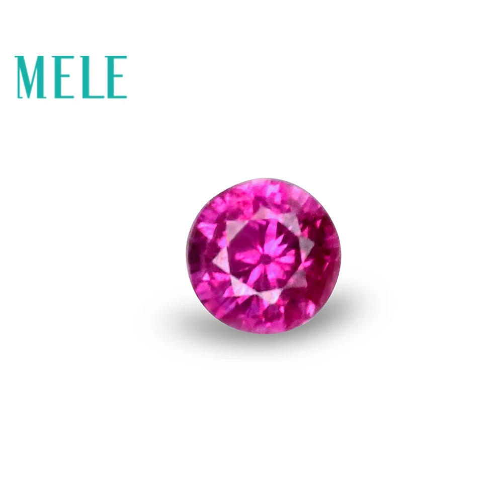 

MELE natural red ruby loose gemstone for jewelry DIY making,3mm 0.12ct round cut pigeon blood lost stone wiht high quality