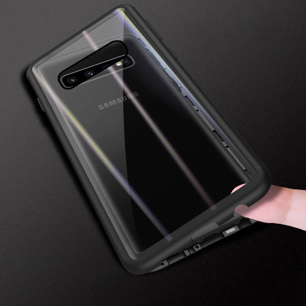 OTAO Aurora Магнитный адсорбционный чехол для Samsung S10 Plus закаленное стекло задняя