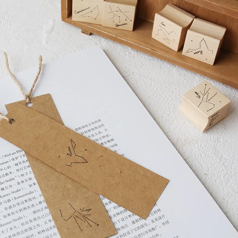 Coloffice изысканный деревянный резьба 12 созвездий маленькие деревянные уплотнения