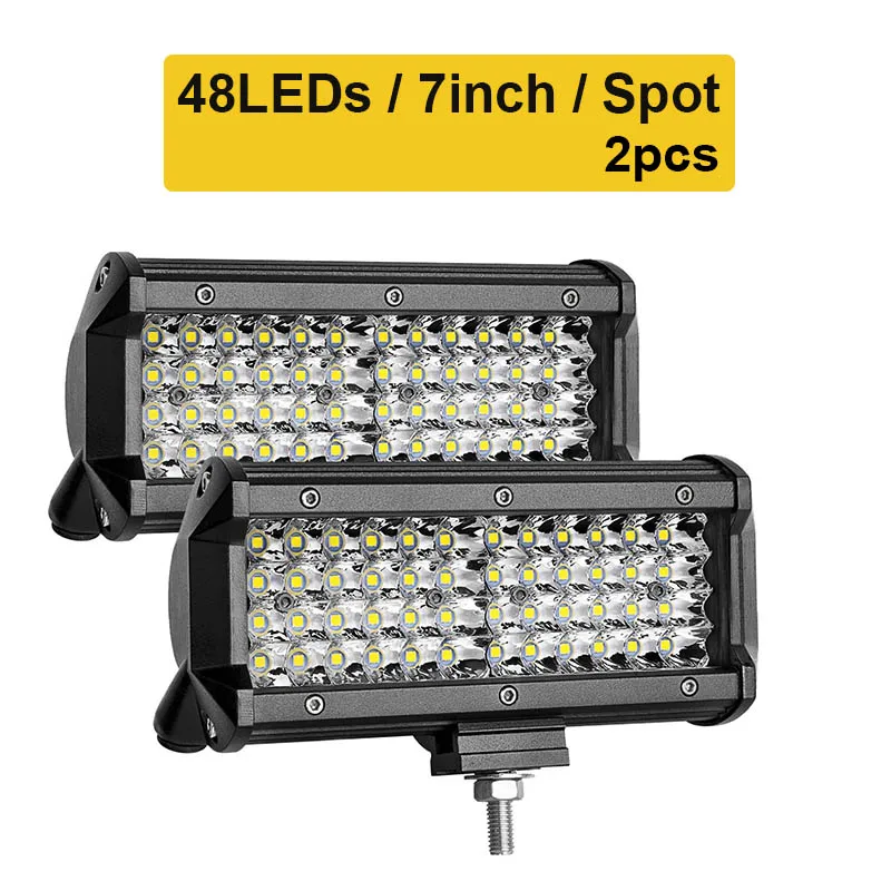 2pcs 7inch spot 10D Quad строк, размер: 4-36 дюймов светодиодный бар светодиодный светильник бар для автомобиля Трактор Лодка OffRoad бездорожье 4WD 4x4 грузовик внедорожник ATV дальнего света 12V 24V - Цвет: 2pcs 7inch spot