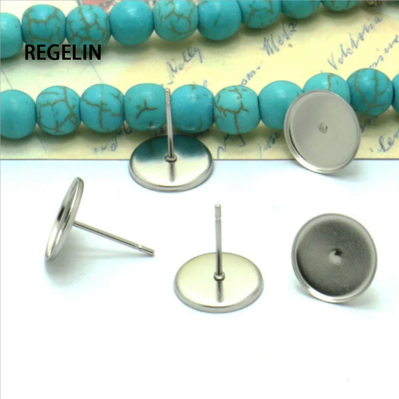 REGELIN DIY серьги из нержавеющей стали настройки 8/10/12 мм кабошон базовая пустая подходящая стеклянная кабошоны