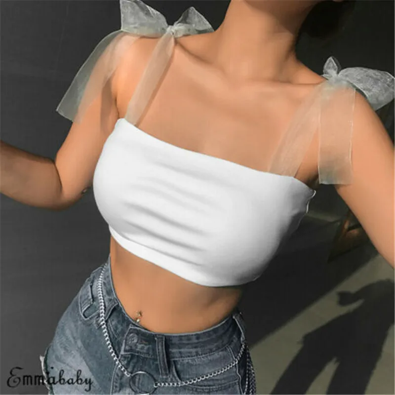 Модный новый женский сетчатый бандажный жилет Self Design укороченный топ на