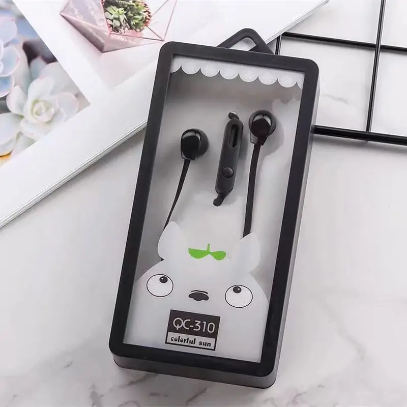 CHICLITS Fashion Lovely Cartoon Totoro Earphones 3.5mm Stereo Music Pink Girl Earplugs Mic For MP3 MP4 Phone Student Kids Gift |