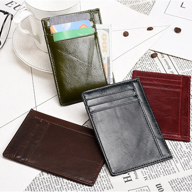 VM FASHION KISS RFID Information Security Genuine Leather Thin Wallet Unisex Credit Card Holders Business ID Purse | Багаж и сумки
