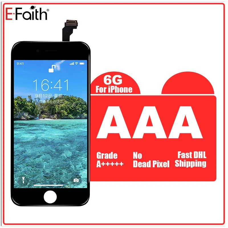 6G Black AAA 20 шт./партия E-Faith класс A+++ абсолютно ЖК-дисплей для iPhone 6 с сенсорным экраном дисплей дигитайзер сборка Замена - Цвет: 6G Black AAA
