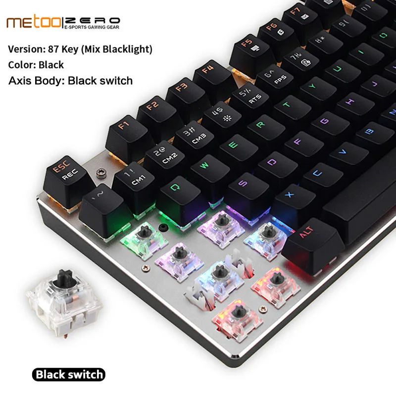 87Black Black switch Metoo Edition Mechanical Keyboard 87 104 keys USB Blue Switch Gaming Keyboards for Tablet Desktop Russian Hebrew Arabic - Цвет: 87Black Black switch