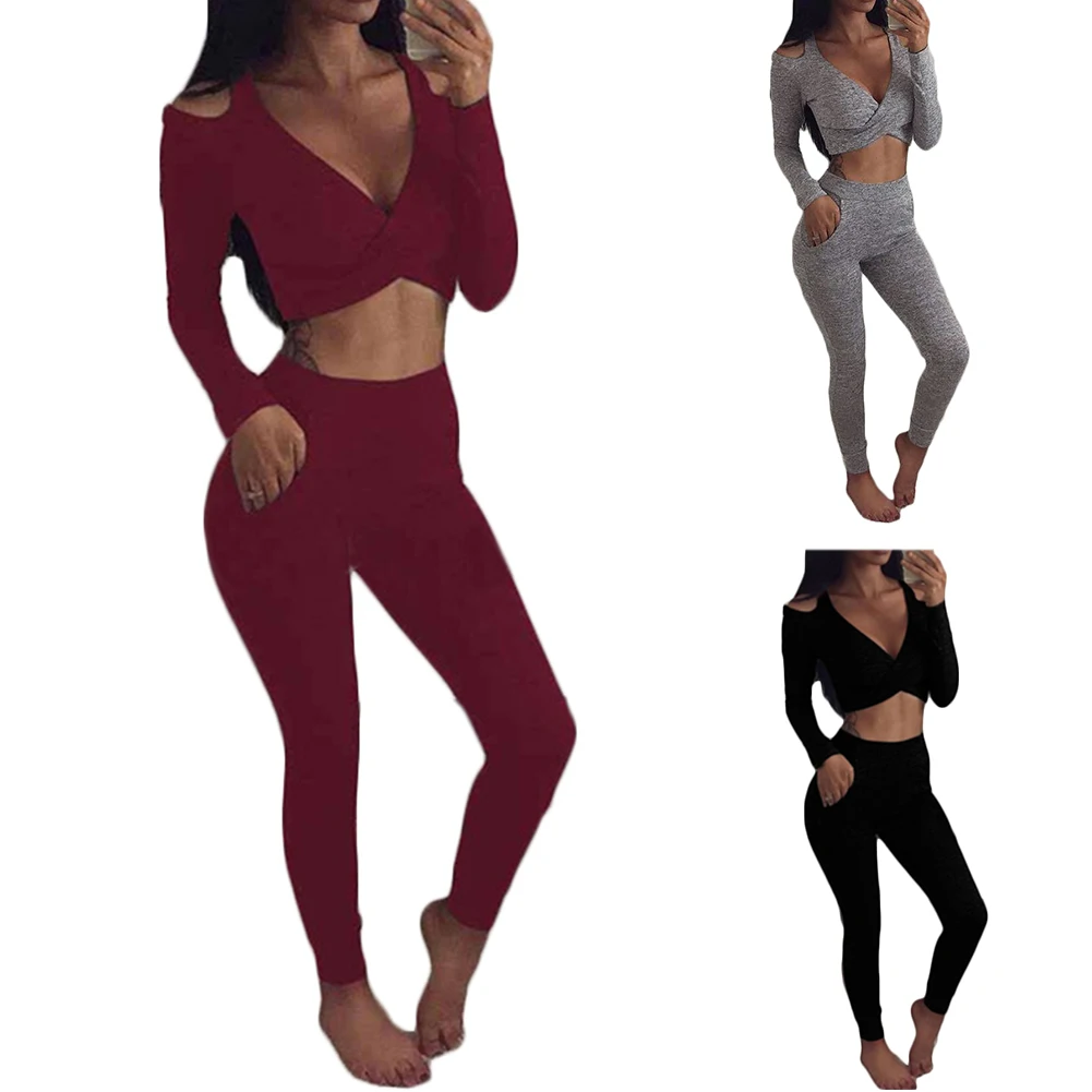2 шт. женский спортивный костюм комплект из свитера с брюками Lounge Wear размер UK 8