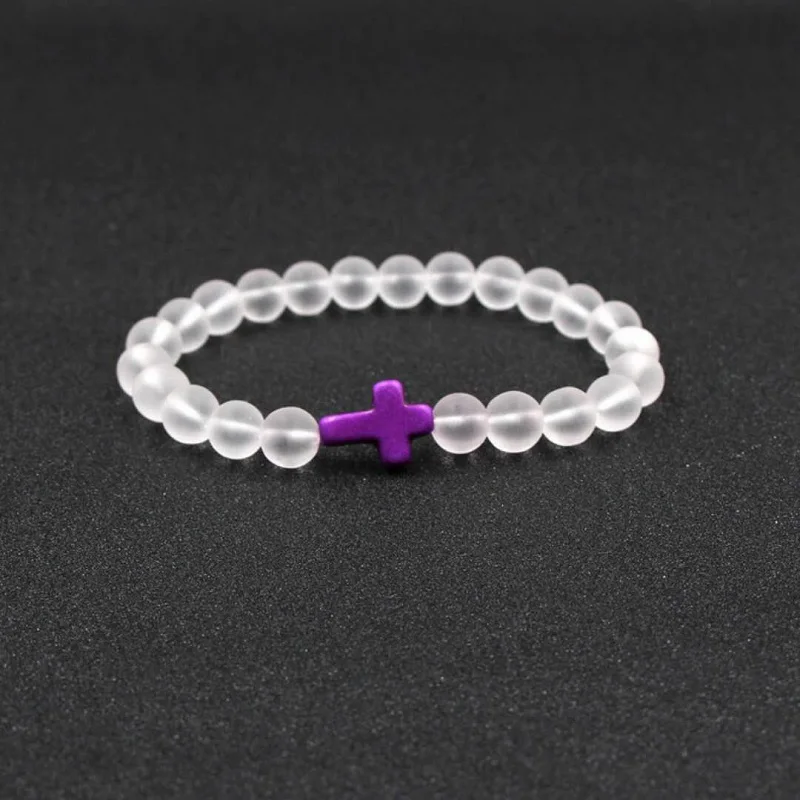Natural Stone Beads Strand bracelet Men Cross Prayer Yoga Bracelet For Women ANGWTLY |
