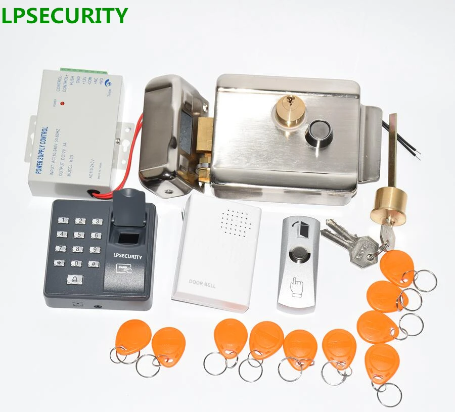 12VDC отпечатков пальцев RFID контроля доступа электрические ворота замок комплект с