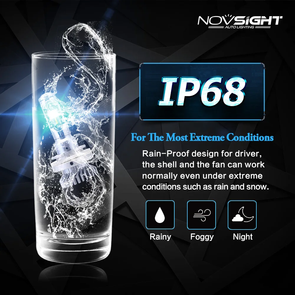 NOVSIGHT 2 шт. Мини авто лампы светодиодный H7 H4 H11 H1 9005 HB3 9006 HB4 6000k фонарь Автомобильные