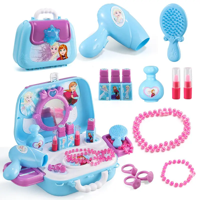 Disney frozen pretend play toy girl Makeup set beauty Fashion toy House Simulation DresserToy pretend play kid birthday gift - Цвет: 11