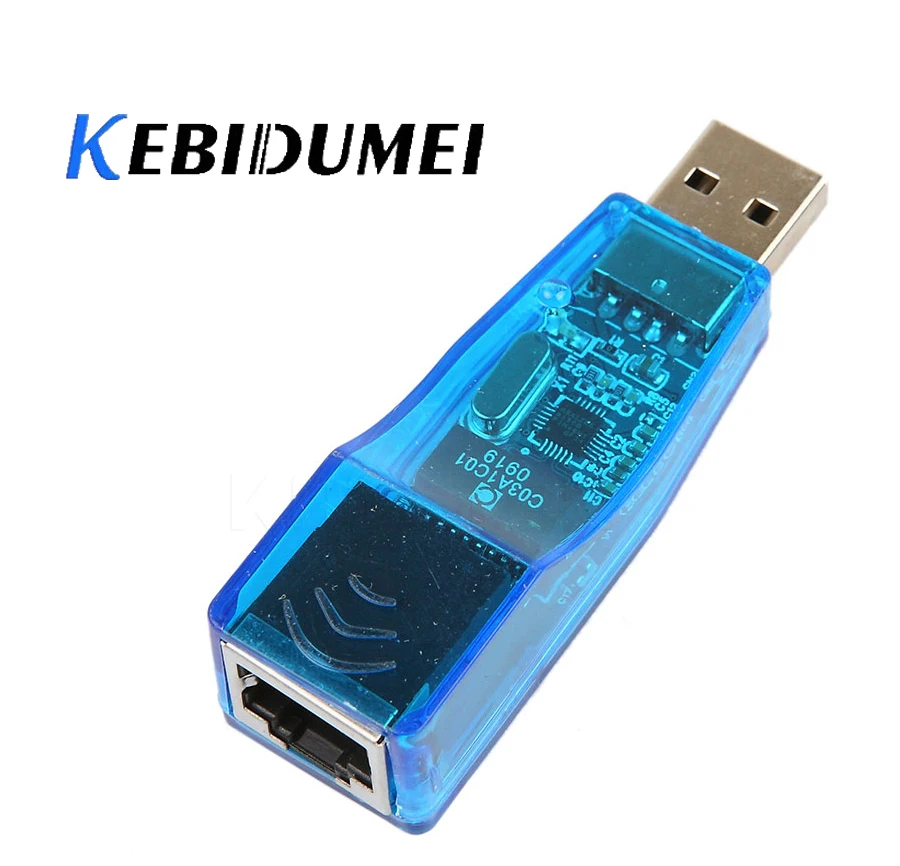 1 шт. USB Ethernet адаптер kebidumei для сетевой карты RJ45 Lan полудуплексный 5 Мбит/с