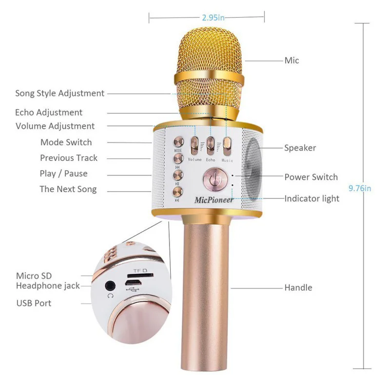 K38 Bluetooth караоке микрофон беспроводной профессиональный плеер динамик с Carring