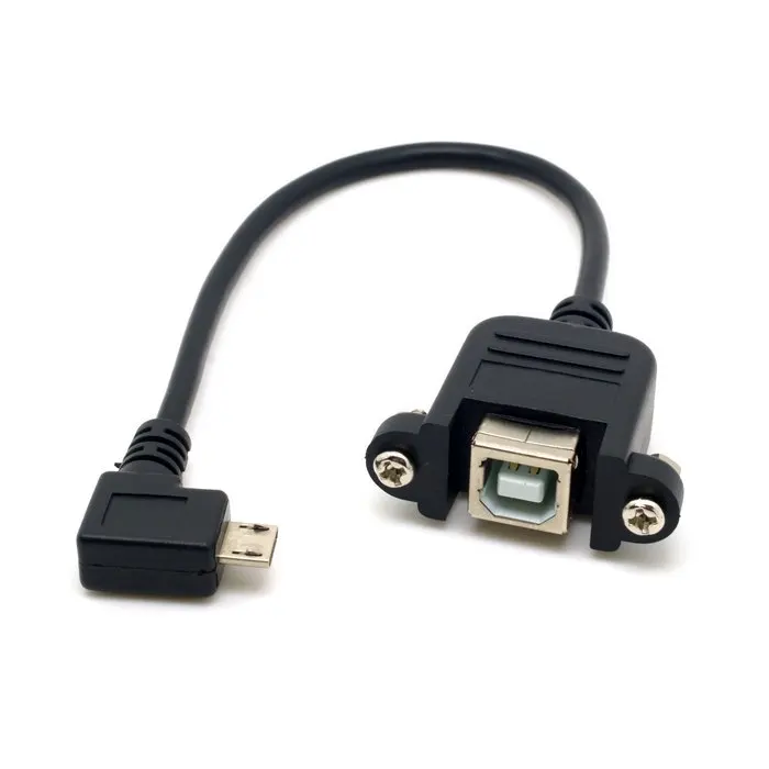 Панельный кабель с левым углом 90 градусов Micro USB 5pin папа к B мама 20 см винтами|usb cable
