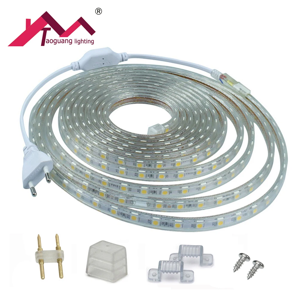 Taoguang светильник ing светодиодный AC 220 В 5050 SMD гибкий скотч 60 Светодиодный s/m 1 м 2 3 4 5 6