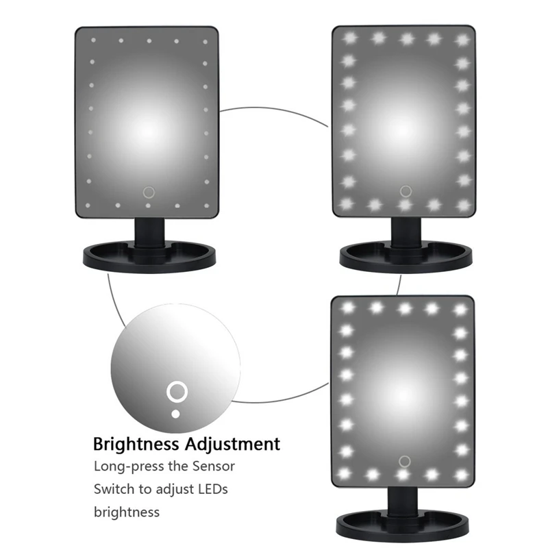 22 LED Touch Screen Makeup Mirror 10X Magnifier Bright Lighted Cosmetic Portable Vanity Countertop 180 Rotating | Красота и здоровье