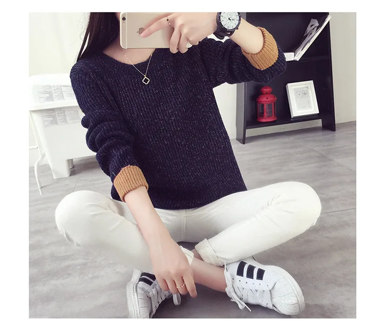 Women Sweaters 2016 Winter Pullovers New Brand Casual Loose Stylish Scoop Long Sleeve Solid Color Sweater Fashion Knit | Женская одежда