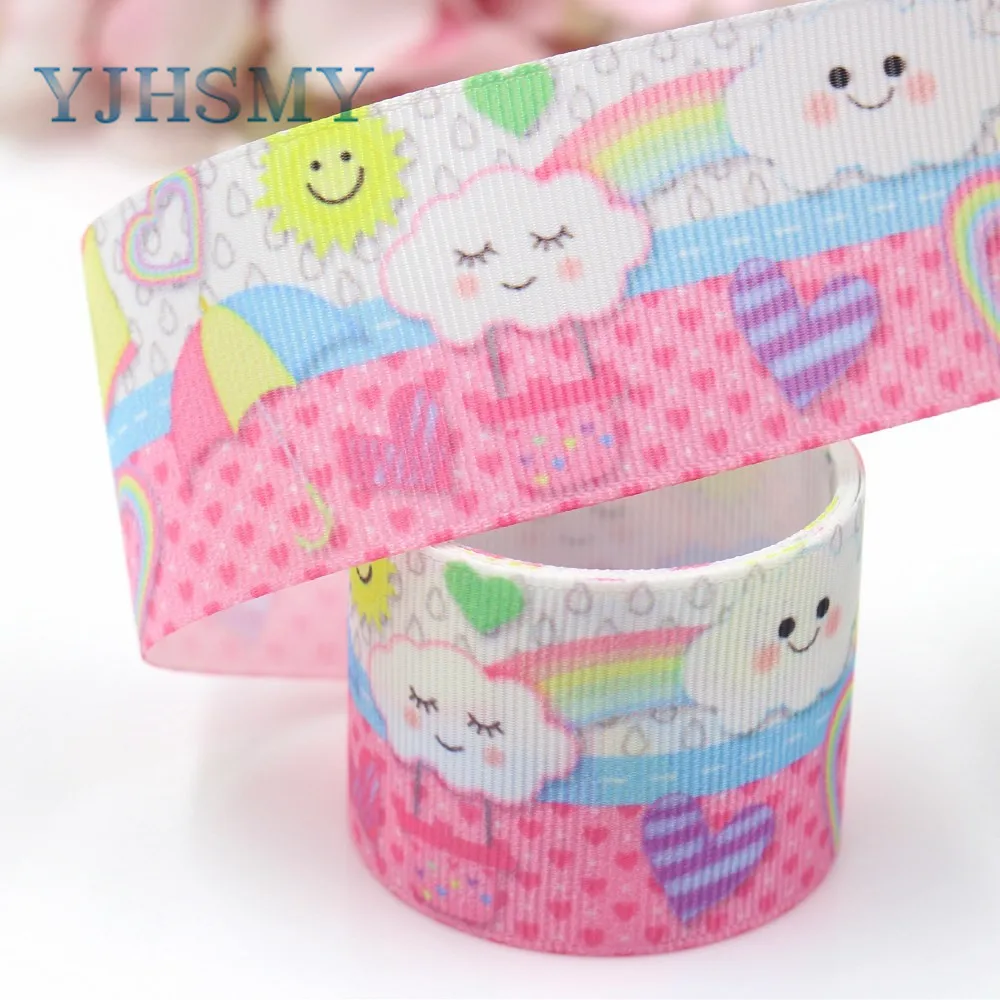 YJHSMY I-19221-402 38 мм 10 ярдов Радужные облака термопечать grosgrain ленты Бант колпачок DIY