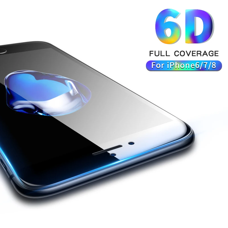Закаленное стекло 6D с полным покрытием для iPhone 8 iphone Защитное 6 6s 7 Plus пленка из