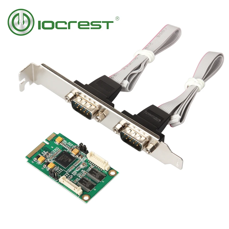 IOCREST Mini PCIe 2 Port s Rs232 Db9 Com полуразмерный последовательный порт PCI Express карта