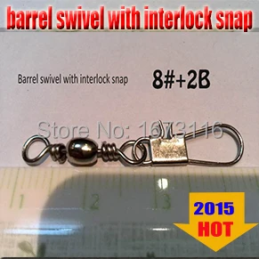 

fishing Barrel Swivel with interlock snap Connector Solid Rings size:8+2B quantily 50pcs