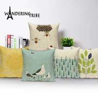 marine style decoration cushions home decor custom linen pillow cover cartoon horse pillow case outdoor cushions dropshipping