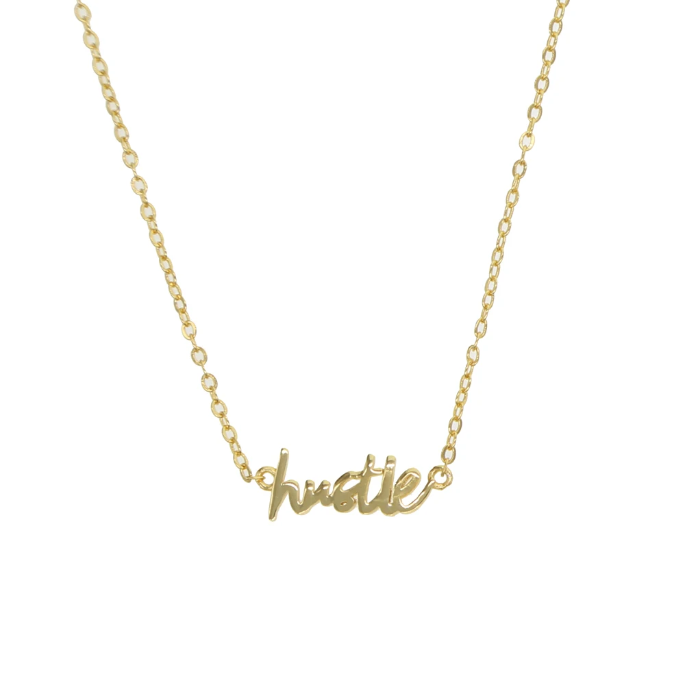 hustle Индивидуальное модное золотое ожерелье с именем, персонализированное Золотое колье с надписью, кулон с именной табличкой, подарок - Окраска металла: hustle