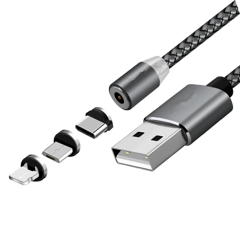 Светодиодный магнитный USB кабель для iPhone 12 mini xr Xs Max 8 7 Type C Micro Samsung Xiaomi Huawei P20 lite
