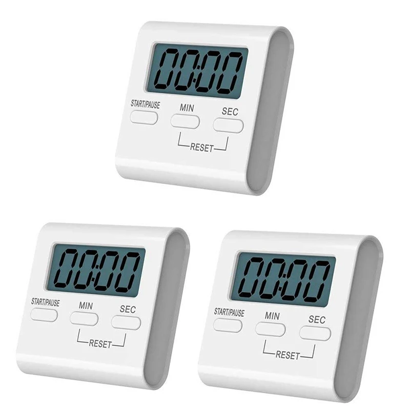 3 Pack Digital Kitchen Timer Small Cooking Big Digits Strong Magnet Backing Loud Alarm Memory Function On/Off Switch | Дом и сад