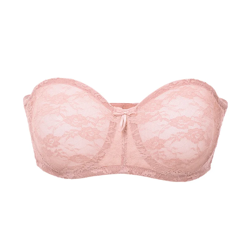 Adobe Rose06 DOBREVA Women's See-through Underwire Multiway Strapless Lace Bra No Padding Bralette - Цвет: Adobe Rose06