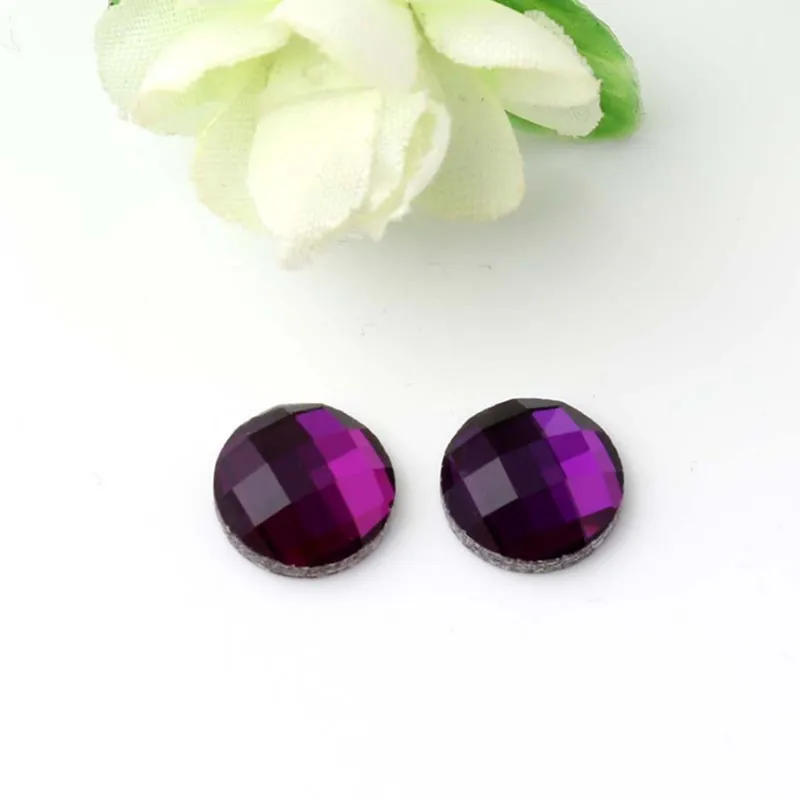Purple 1 упаковка Круглая Плоская задняя часть Стекло Кабошон 6/8/10/12/14/16/18/20 мм с разноцветными кристалами Кабошон-Камея набор «сделай сам» для кулон для изготовления ювелирных изделий - Цвет: Purple