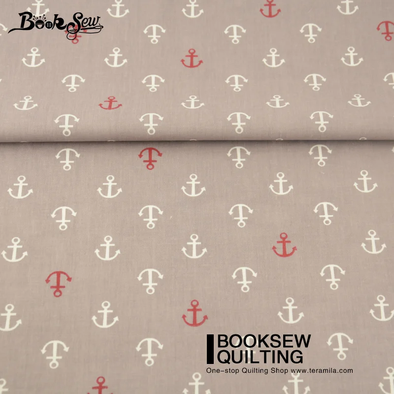 Booksew Clothing Decoration 100% Cotton Twill Fabric Home Textile Sewing Bedding Quilting Red And White Anchors Crafts Patchwork|craft