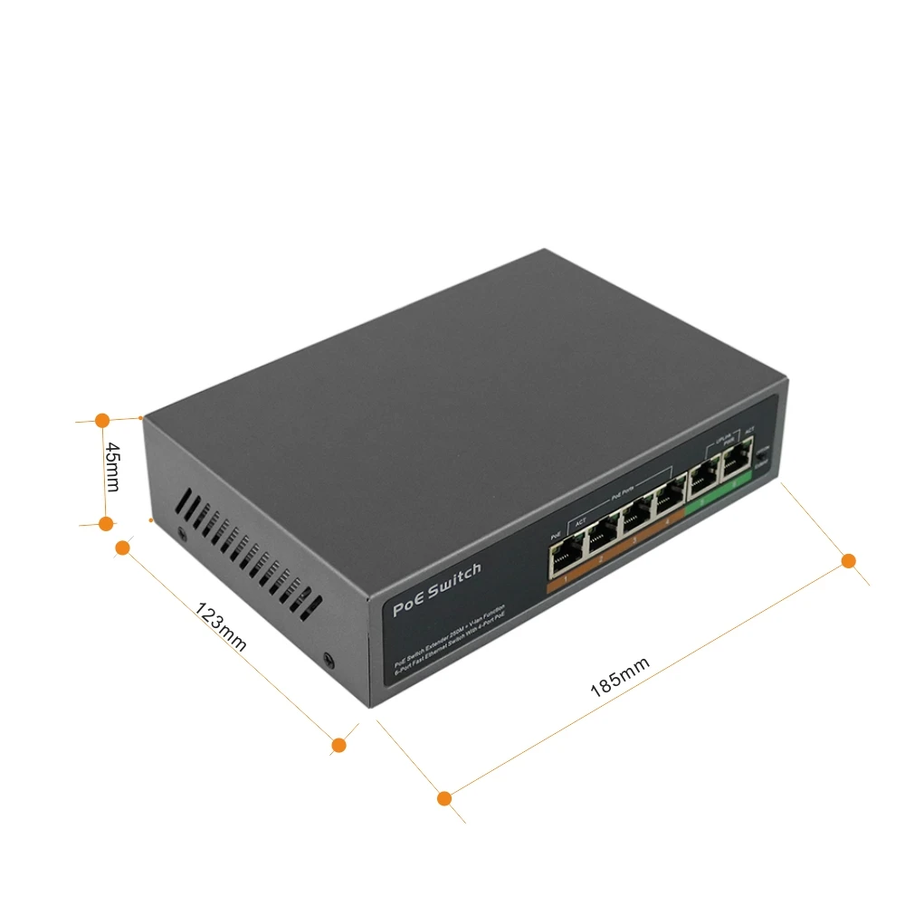Коммутатор POE на 6 портов с 4 портами 100 Мбит/с стандарт IEEE802.3af/at для IP-Камеры PoE |