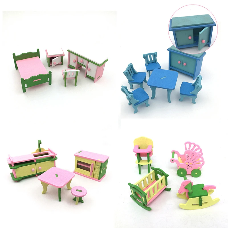 Miniature Wooden Furniture Toys Doll House Wood Set Dolls Baby Room For Kids Play Toy | Игрушки и хобби