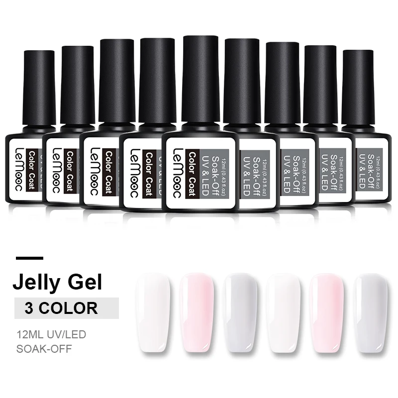 LEMOOC Opal Jelly Гель лак для ногтей 12 мл полупрозрачный белый Полупостоянный