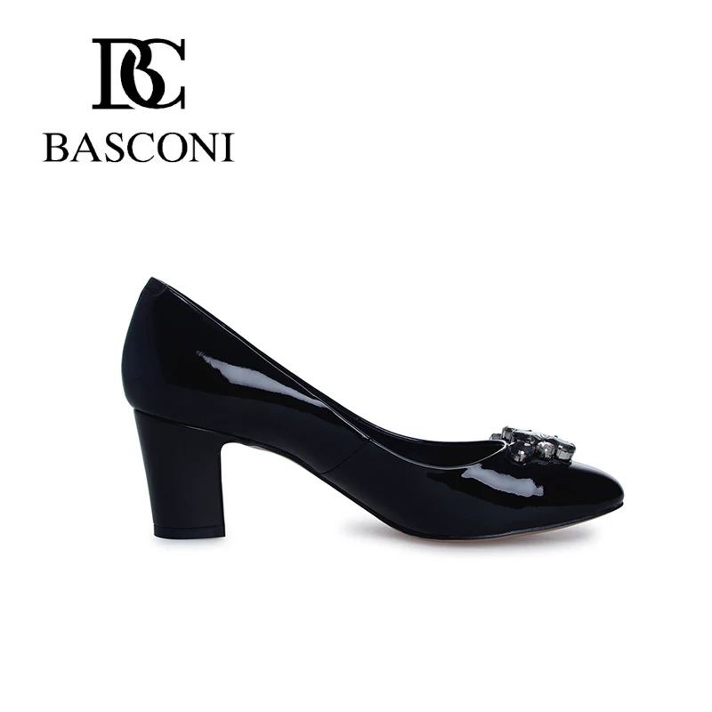 Бесплатная доставка basconi круглый нос мода натуральная лакированная кожа