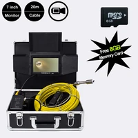 easy and simple to handle 20m fiberglass cable 7 inch lcd pipe inspection camera system for sewer drain pipe inspection