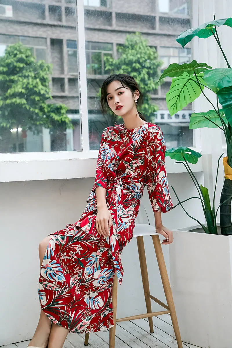 2019 Новая летняя модная женская винтажная одежда Японский Круглый вырез три