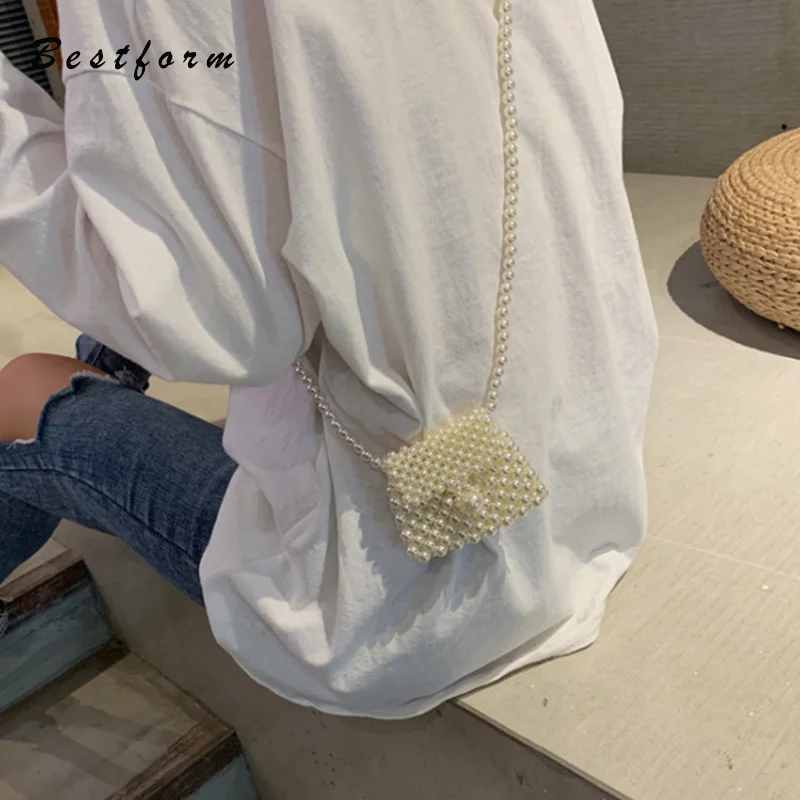 Мини сумка с жемчугом изменить брелок-Кошелек для монет мешок Crossbody карман Для