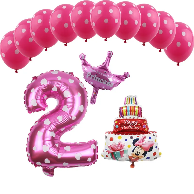 TSZWJ X-154 New 13pcs/lot Mickey Minnie Numbers 1 2 3 4 5 Birthday Balloon Set Children's Day Party Decoration Balloons | Дом и сад