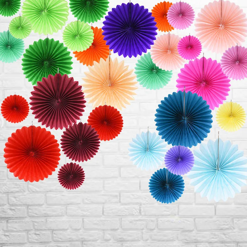 5 шт. 10-30 см папиросная бумага вырезные бумажные веера Pinwheels Висячие поделки для детского душа Свадебная вечеринка День рождения фестиваль Декор