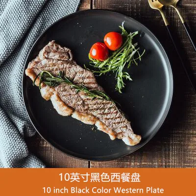 02 Style 10 inch Скандинавский стиль посуда стейк тарелка западное блюдо домашний креативный круглый керамический обеденный тарелка керамика фарфоровые салатные тарелки - Цвет: 02 Style 10 inch